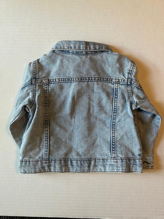 H & M Classic Lt Blue Denim Silver Snap Close Fold Collar Trucker Jean Jacket - Picture 8 of 13